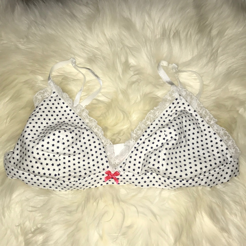 Unlined adjustable VS star print bra
